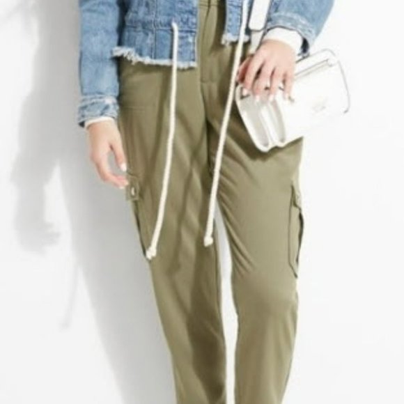 Guess Cargo Cropped Pants Olive Green (XL) - Picture 1 of 9